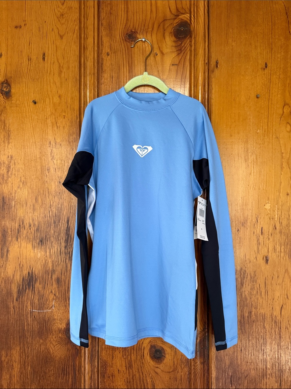 Roxy Light Blue Long Sleeve Rashguard with Black Sleeves